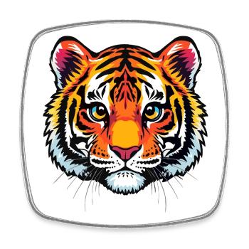 Cute tiger head - Square fridge magnet - white - Front