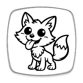 Fuchs Comic Lustig - Viereckiger Kühlschrankmagnet - Weiß - Vorne