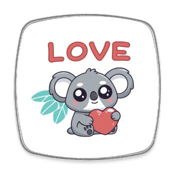Koala-Herz-Liebe Kawaii - Viereckiger Kühlschrankmagnet - Weiß - Vorne