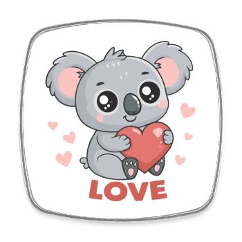 Koalaherz verliebt - Viereckiger Kühlschrankmagnet - Weiß - Vorne