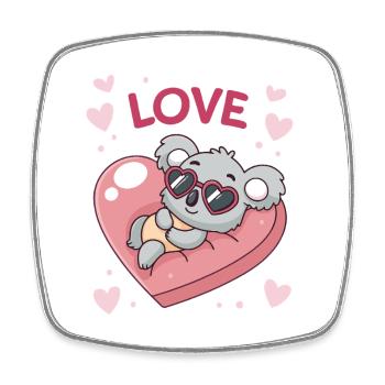Koalaherz und süße Liebe - Viereckiger Kühlschrankmagnet - Weiß - Vorne