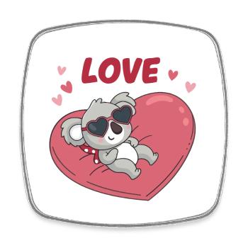 Koala Amoureux sur Cœur Doux - Magnet carré - blanc - Devant
