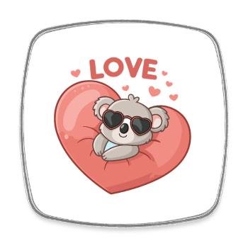 Koala-Liebe auf Pink Heart - Viereckiger Kühlschrankmagnet - Weiß - Vorne