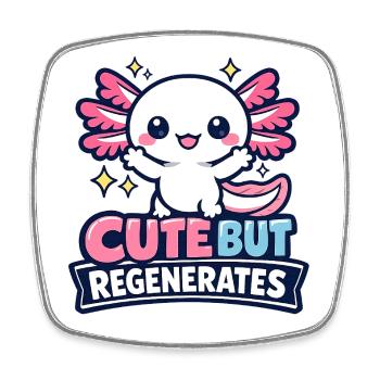 Mignon mais régénère - Axolotl - Magnet carré - blanc - Devant