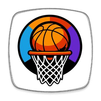 Basketball Hoop Ball Icon Graphic - Square fridge magnet - white - Front