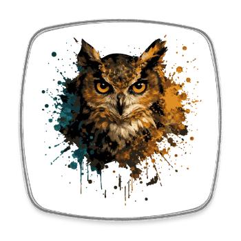 Eule Aquarell – Color Splash Tierkunst - Viereckiger Kühlschrankmagnet - Weiß - Vorne