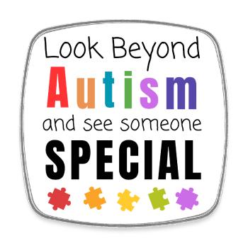 Autism Awareness Autistic People Look Beyond - Square fridge magnet - white - Front