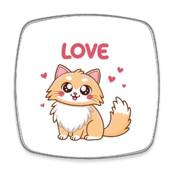 Pastel Love Feline Cuddle - Square fridge magnet - white - Front