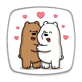 Câlins d’ours avec des cœurs - Magnet carré - blanc - Devant