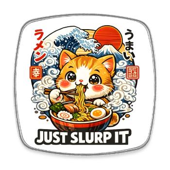 Kawaii Katze Ich brauche Ramen - Viereckiger Kühlschrankmagnet - Weiß - Vorne