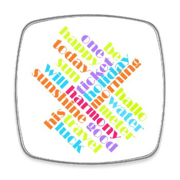 Colorful Word Quilt Pattern - Square fridge magnet - white - Front
