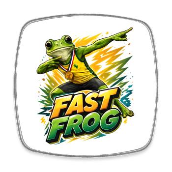Frosch mit Goldmedaille - Viereckiger Kühlschrankmagnet - Weiß - Vorne