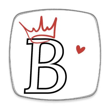 Buchstabe B Kronenherz - Viereckiger Kühlschrankmagnet - Weiß - Vorne