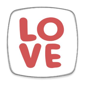 Love Soft Red Typografie - Viereckiger Kühlschrankmagnet - Weiß - Vorne