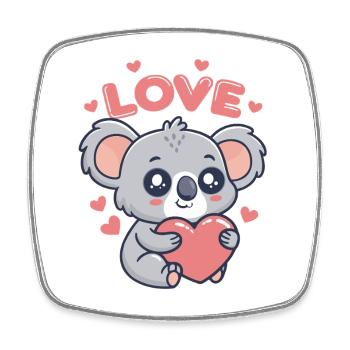 Koala Heart Love Soft Drawing - Square fridge magnet - white - Front