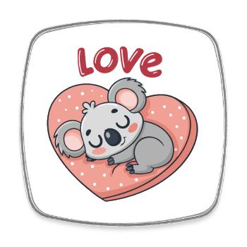 Koala d'amour sur cœur pastel - Magnet carré - blanc - Devant