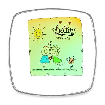 Better together Drawing - Square fridge magnet - white - Front