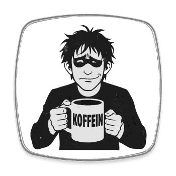 Koffeinheld: Kaffee-Liebe im Schwarzweiß - Viereckiger Kühlschrankmagnet - Weiß - Vorne