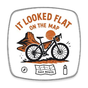 Flat On the Map Cycling Route Tee - Square fridge magnet - white - Front