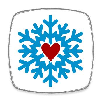 Winterherz Schneeflocke - Viereckiger Kühlschrankmagnet - Weiß - Vorne