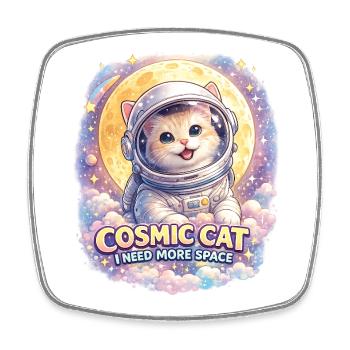 Cosmic Cat - Cute Cat in Space - Viereckiger Kühlschrankmagnet - Weiß - Vorne
