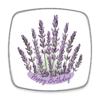 Anniversaire lavande Fleur violette - Magnet carré - blanc - Devant