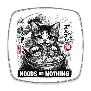 Katzen ramen: Noods or Nothing - Square fridge magnet - white - Front