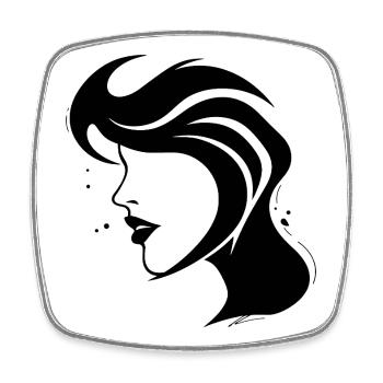 Silhouette Woman - Abstract Face - Square fridge magnet - white - Front