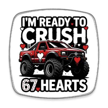 Crush Hearts MonsterTruck - Square fridge magnet - white - Front