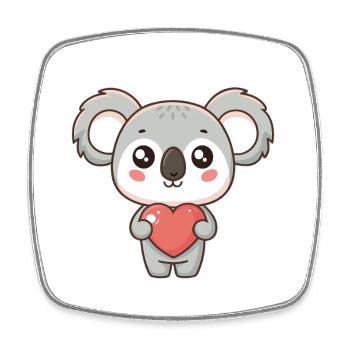 Koala Coeur Doux - Magnet carré - blanc - Devant