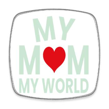 My Mother My World Heart - Square fridge magnet - white - Front