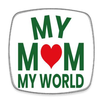 Meine Mutter Meine Welt Liebes Herz - Viereckiger Kühlschrankmagnet - Weiß - Vorne