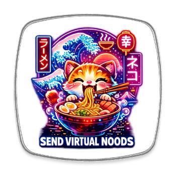 Kawaii Katze Ramen Nudeln Anime Katze - Viereckiger Kühlschrankmagnet - Weiß - Vorne