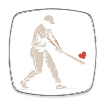 Silhouette Batteur Baseball Saint-Valentin - Magnet carré - blanc - Devant
