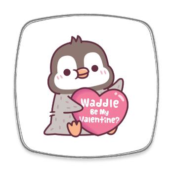 Cute Penguin With Heart Waddle Be My Valentine - Square fridge magnet - white - Front