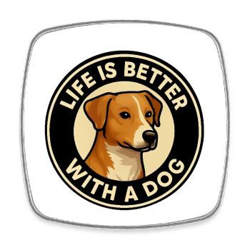 Life is better with - Square fridge magnet - white - Front