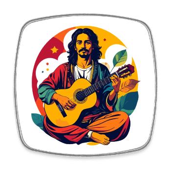 Retro Farben Gitarrenspieler Gitarist Motiv - Viereckiger Kühlschrankmagnet - Weiß - Vorne