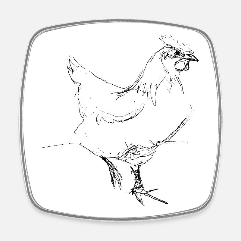 Huhn - Viereckiger Kühlschrankmagnet - Weiß