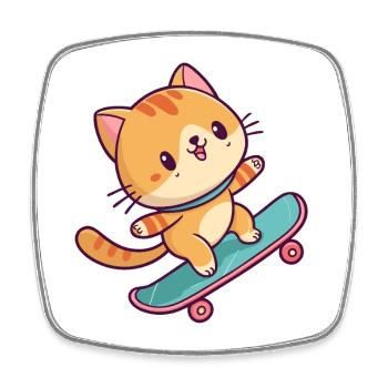 Colorful Skateboard Kitten - Square fridge magnet - white - Front