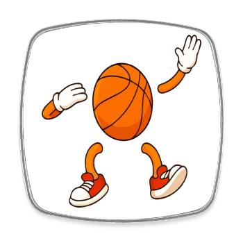 Funny Basketball Character Cartoon Design - Square fridge magnet - white - Front