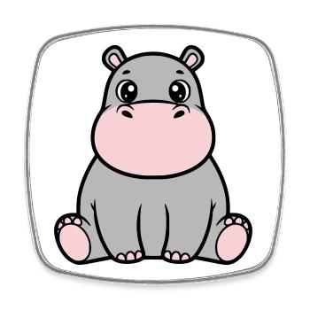 Cute Baby Hippopotamus Sitting Kawaii - Square fridge magnet - white - Front
