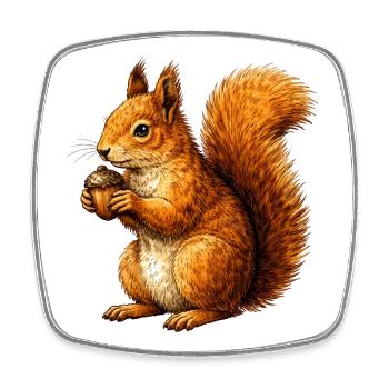 Niedliches Eichhörnchen mit Nuss –Tierillustration - Viereckiger Kühlschrankmagnet - Weiß - Vorne