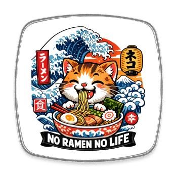 Ramen Katze Wave off Kanagawa - Viereckiger Kühlschrankmagnet - Weiß - Vorne