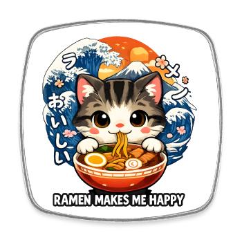 Cats Ramen Noodle Japanese Anime Manga - Square fridge magnet - white - Front
