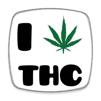 Ich liebe THC – Weed – Cannabis - Viereckiger Kühlschrankmagnet - Weiß - Vorne