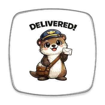 Otter Postman Delivers - Square fridge magnet - white - Front