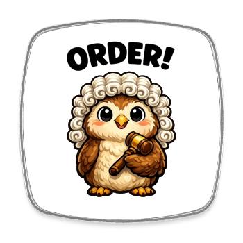 Ordonnance du juge hibou - Magnet carré - blanc - Devant
