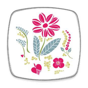 Floral ornament with leaves - Square fridge magnet - white - Front