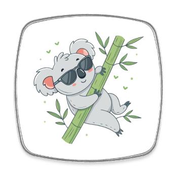 Koala auf Bambus mit Brille - Viereckiger Kühlschrankmagnet - Weiß - Vorne