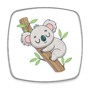 Koala Endormi sur Branche - Magnet carré - blanc - Devant